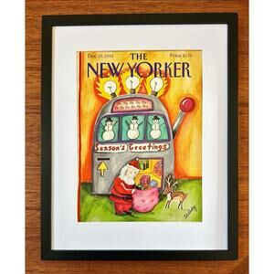 Framed 1991 The New Yorker Dec 23 Cover Stephanie Skalisky Santa